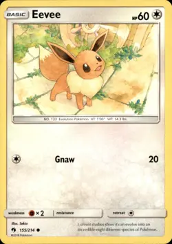 Eevee 155/214 Common Lost Thunder Pokemon NM - Image 1