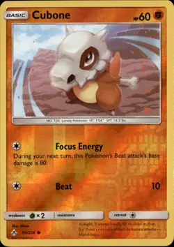 Cubone 90/214 Common Unbroken Bonds Pokemon Reverse Holo NM - Image 1