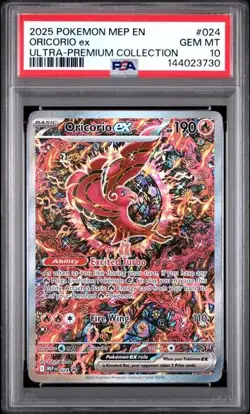 2025 POKEMON MEP EN-ME BLACK STAR PROMO 024 ORICORIO ex ULTRA-PREMIUM PSA 10 730 - Image 1