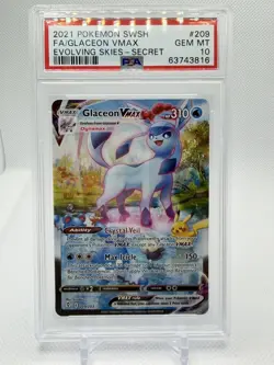 Pokemon 2021 Glaceon VMAX 209/203 Full Art SR Evolving Skies GEM MINT PSA 10 - Image 1