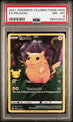 Pokemon TCG Celebrations - Pikachu Full Art 005/025 - PSA 8 NM-MT - Image 1