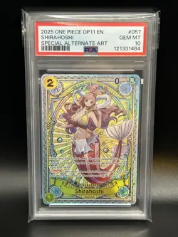 2025 SHIRAHOSHI SP EB01-057 One Piece OP11 EN Fist of Divine Speed Foil PSA 10 - Image 1