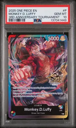 2025 ONE PIECE PROMOS 3RD ANV TOURNAMENT #P MONKEY D. LUFFY PSA 10 - Image 1