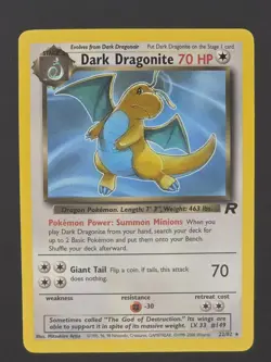 Pokemon TCG: Dark Dragonite 22/82 Non Holo Rare Team Rocket 1999 - Image 1