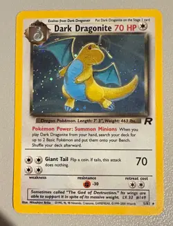 Dark Dragonite 5/82 Rare Holo Team Rocket TCG 2000 Pokemon Card - Image 1