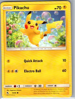 Pikachu 19/68 Non Holo Hidden Fates - Pokemon Card - NM - Image 1