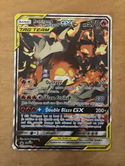 Pokemon Reshiram & Charizard GX SM201 TAG TEAM Promo Holo JUMBO 270 HP Card SM - Image 1