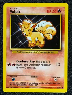 Vulpix 68/102 Base Set Series Base Set COMMON 1999 Pokemon Card WOTC NM - Image 1