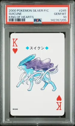 2000 POKEMON SILVER VERSION PLAYING CARDS KING OF HEARTS #245 SUICUNE PSA 10 - Image 1