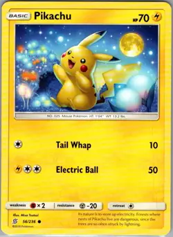 Pikachu 56/236 Non Holo SM - Unified Minds - Pokemon Card - NM - Image 1
