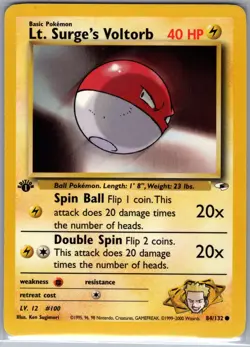 Lt. Surge's Voltorb 1st Edition 84/132 Gym Heroes - Pokemon Card - NM - Image 1