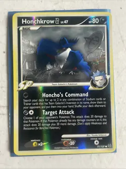 Honchkrow 77/127 Pokemon Card (Reverse Holo) Moderately Played - Image 1