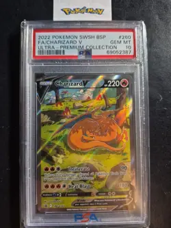 2022 Pokemon SwSh BSP Ultra Prem. Coll. #260 Full Art Charizard V PSA GEM MT 10 - Image 1