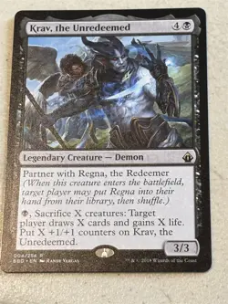 mtg Krav the Unredeemed, Battlebond rare demon, unplayed - Image 1