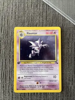 Pokemon TCG Haunter 1st Edition Holo Card Fossil, 6/62, Holographic Rare - Image 1