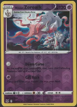 Hisuian Zoroark 76/196 Pokemon REVERSE Holo Lost Origin Rare LP - Image 1