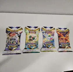 Pokemon TCG Brilliant Stars Sleeved Booster Pack LOT OF 4 Full Art Set Brand New 820650809972 - Image 2