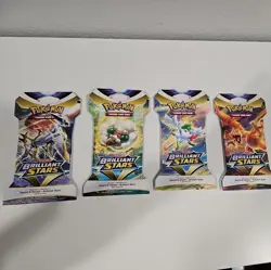 Pokemon TCG Brilliant Stars Sleeved Booster Pack LOT OF 4 Full Art Set Brand New 820650809972 - Image 3