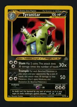 Tyranitar 31/75 Neo Discovery Unlimited Rare Pokemon TCG - Image 1
