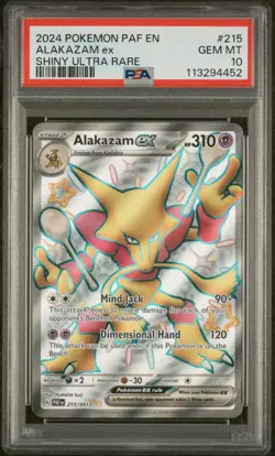 Alakazam Ex Shiny Ultra Rare Pokemon Paf Paldean Fates 215/091 PSA 10 - Image 1