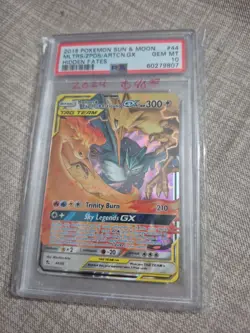 2019 Pokemon Hidden Fates Moltres/Zapdos/Articuno GX 44/68 Tag Team PSA 10 - Image 1