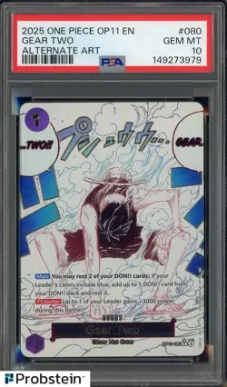 2025 One Piece OP11 En #080 Gear Two Alternate Art PSA 10 GEM MINT - Image 1