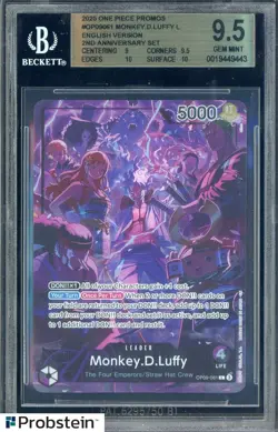 2025 One Piece Promos 2nd Anniversary Set OP09061 Monkey D. Luffy BGS 9.5 - Image 1