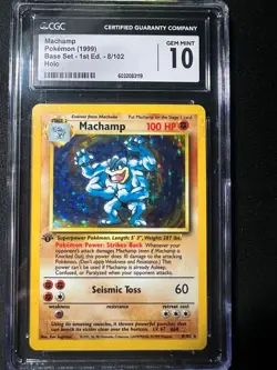 1999 Pokemon Game 1st Edition Machamp-Holo #8 CGC 10 GEM MINT - Image 1