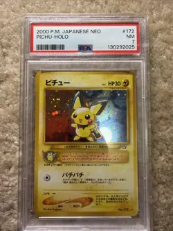 Swirl Psa 7 Japanese Pichu Holo Neo Destiny Pokemon Card - Image 1
