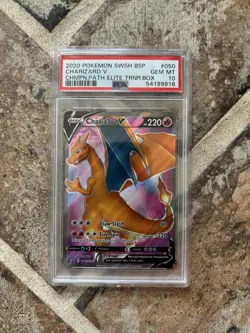 Charizard V SWSH050 Full Art Champion's Path ETB Pokemon Card PSA GEM MINT 10 - Image 1