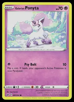 Pokemon Card Sword & Shield Galarian Ponyta 081/202 Common - Image 1
