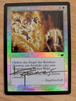 MtG *FOIL* *Signed* Seal of Cleansing from Nemesis, German Lightly Played - Image 1