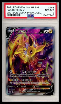 2021 Pokemon Jolteon V Premium Collection #183 PSA 8 - Image 1