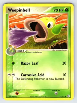 Weepinbell 51/112 2004 EX FireRed & LeafGreen Pokemon Card TCG Komiya Art Lp/Mp - Image 1