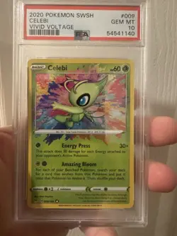 2020 Pokemon SWSH #009 Celebi Vivid Voltage Graded PSA 10 GEM MT Amazing Rare - Image 1