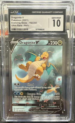 2021 POKEMON EVOLVING SKIES ULTRA RARE HOLO #192 DRAGONITE V CGC 10 - Image 1