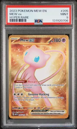 2023 POKEMON MEW EN-151 HYPER RARE #205 MEW EX PSA 9 GOLD SECRET RARE - Image 1