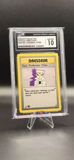 Impostor Professor Oak Pokemon TCG Base Set 1st Edition French CGC 10 73/102 - Image 1