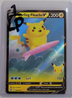 Surfing Pikachu V 008/025 Pokemon Celebrations Holo LP (1 of 9) - Image 3