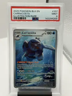 2025 Pokemon Carracosta Illustration Rare Black Bolt 107/086 PSA 9 MINT - Image 1