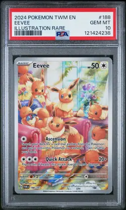 Pokemon Eevee 188/167 Illustration Rare Twilight Masquerade #188 GEM MINT PSA 10 - Image 1