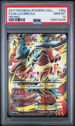 2017 Pokemon Mega Powers Promo Full Art M Lucario EX #55A PSA 10 ES6 - Image 1