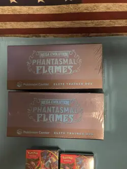Phantasmal Flames Pokemon Center ETB Lot of 2 & 2 Booster Bundles In Hand - Image 2