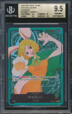 BGS 9.5 2025 One Piece CARROT Alternate Art Leader SP OP08-021 25th Collect. JP - Image 1