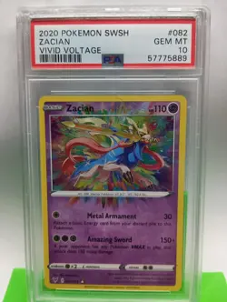 2020 Pokemon SWSH Vivid Voltage Zacian Card #082/185 PSA 10 - Image 1
