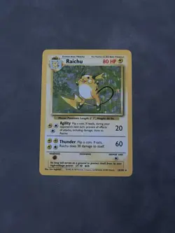 Raichu 14/102 Base Set Holo Unlimited Rare Card Pokemon TCG Vintage WOTC LP/NM - Image 1