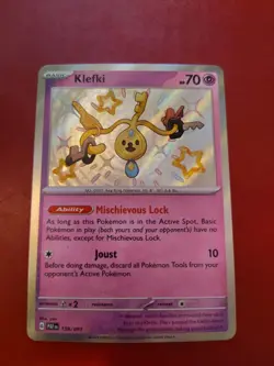 Pokemon TCG Sv: Paldean Fates Klefki Card 159/091 Shiny Rare Holo - Image 1