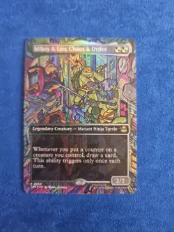 Mikey & Leo, Chaos & Order (Borderless) TMNT (200) NM Foil MTG - Image 1