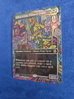 Mikey & Leo, Chaos & Order (Borderless) TMNT (200) NM Foil MTG - Image 3