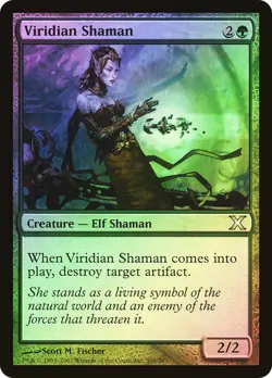 Magic The Gathering MTG VIRIDIAN SHAMAN FOIL Tenth Edition NM Near Mint - Image 1
